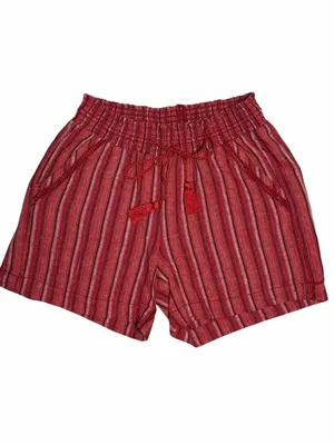 Briggs Striped Linen Blend Drawstring Shorts Red Beachy Summer XS thumbnail 3
