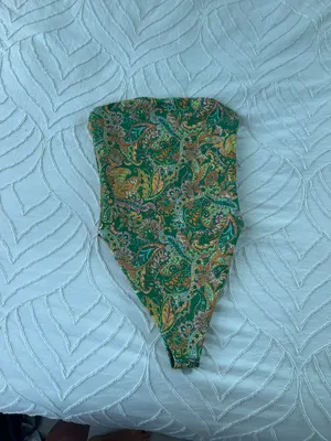 Green Paisley Strapless One Piece Swim thumbnail 8