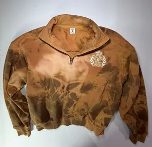 Sporty & Rich Brown Tie-Dye Quarter-Zip Sweatshirt thumbnail 1