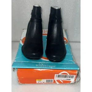 Baretraps Rylen Blk Textured Ankle Booties Boot Zipper Chunky Heel size 6 1/2 M thumbnail 2