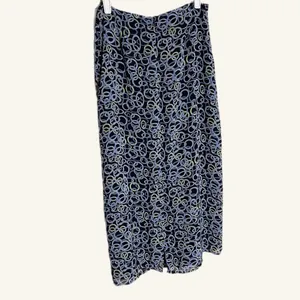Vintage 90s Old Navy Collection Maxi‎ Skirt Navy Blue Ring Print Size 4 Spring thumbnail 3