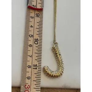 Gold-Plated J Pendant Necklace On Rope Chain 18 Inches Unisex thumbnail 5