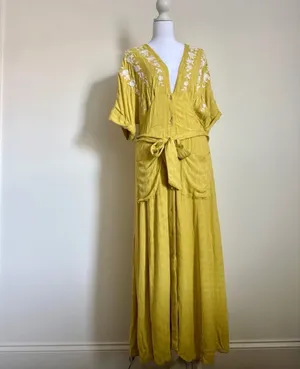 Free People Dress Midi Yellow Floral Medium thumbnail 2