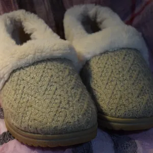 Skechers Cozy Lite Sparkle Knit Slippers, Tan, Size 6 thumbnail 1
