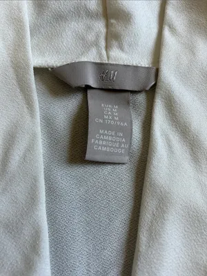 H&M Cream Short-Sleeve Open-Front Blouse thumbnail 2