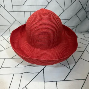 Betmar Sun Hat OS Red Paper Straw Wide Brim Packable Summer Hat‎ thumbnail 4