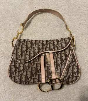 Christian Dior Vintage Pink and Brown Saddle Bag RARE thumbnail 1