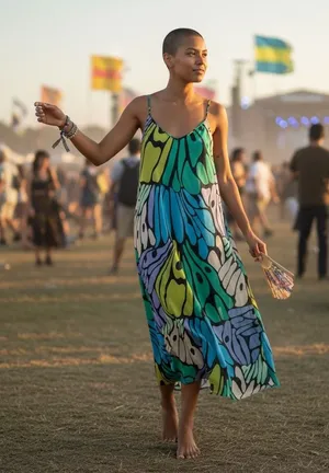 Sam Edelman Butterfly Wing Print Maxi‎ Dress Blue Green XL Boho Festival thumbnail 1