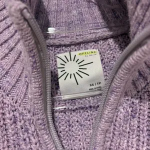 Aerie offline cotton chillside half zip sweater purple size‎ XS. Thumbholes. thumbnail 4