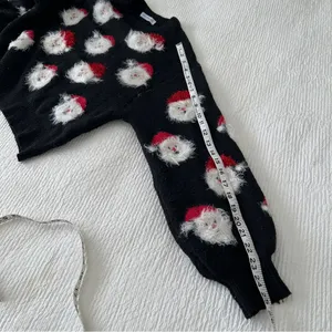 Christmas sweater black crop knit stretch size Small holiday thumbnail 12