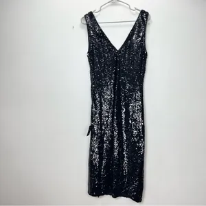NWT Lulus Shimmering Nights Black Sequin Sleeveless Midi Dress LARGE‎ thumbnail 6