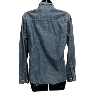 Arizona Jeans Blue/White Dots Button‎ Up Long Sleeve Shirt Size Small Cotton thumbnail 4