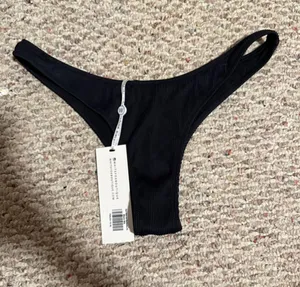 NWT White Fox Boutique Del Marco Bikini Bottom Black Ribbed- Size XL thumbnail 1