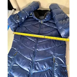 Calvin Klein Chevron-Quilted Packable Down Puffer Coat Blue Size Medium thumbnail 4