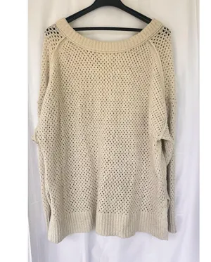 Aerie Cream Off-the-Shoulder Sweater with Loose Knit Women’s XXL Lounge Oversize thumbnail 7
