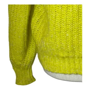 Anthropologie Sweater Women Small Yellow Neon Honore Ribbed Wool Blend Preppy‎ thumbnail 6