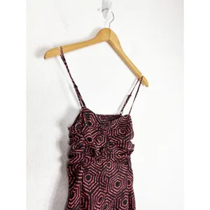 Urban Outfitters Veronica Midi Dress Size XS Ruched Geometric Smocked Back thumbnail 8
