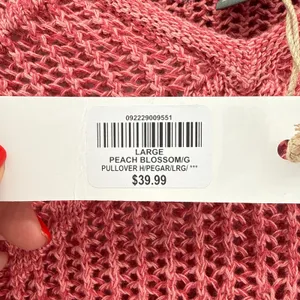 NWT Natural Reflections Peach Blossom Pink‎ Cotton Hooded Knit Sweater Large thumbnail 7