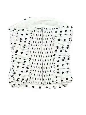 Reformation Polkadot Orion Ruched Strapless White Black Corset Top Size 6 thumbnail 3