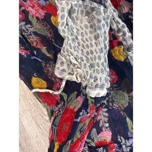 Free People Thunder Canyon Tunic Floral Button Front Sheer Navy Blue Boho Large thumbnail 8