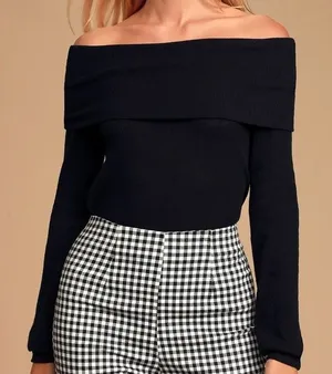 | Black Off Shoulder Turtleneck Crop Sweater l Size XS-S thumbnail 1