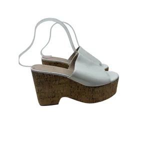 RAYE White Leather Cork Platform Sandals Chunky Block Heel Womens Size 7.5 thumbnail 5