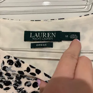Lauren Ralph Lauren Sleeveless Gathered Polkadot Print dress‎ Black Off-White 12 thumbnail 3