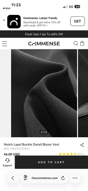 Commence Notch Lapel Buckle Detail Blazer Vest thumbnail 4