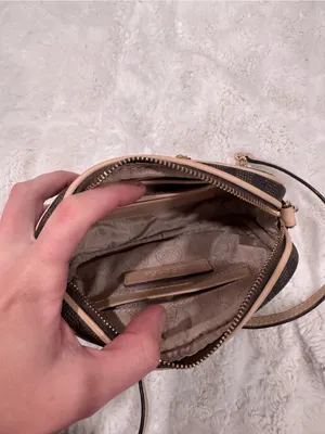 Michael Kors Brown Monogram Crossbody with Tan Trim thumbnail 6