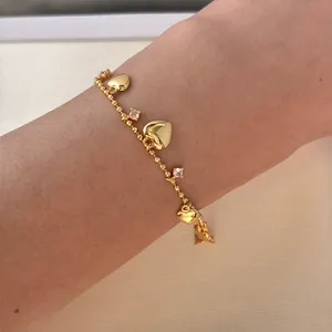 Adjustable CZ Love Heart Charm Bracelet for Women thumbnail 6