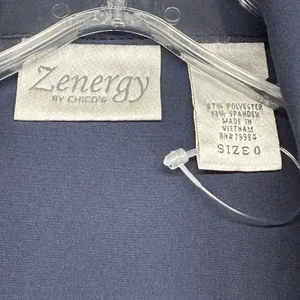 Zenergy by Chico's Trench Coat Lightweight Full Zip Jacket Blue Size‎ S READ thumbnail 5