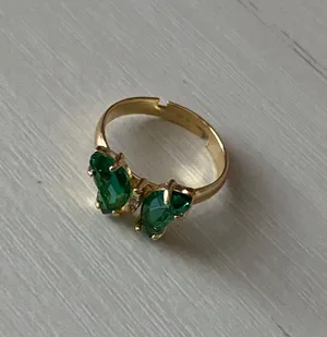 NWOT altar d’state green butterfly rhinestone gold ring thumbnail 1