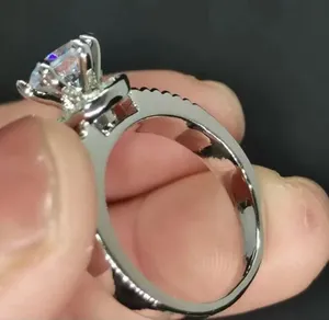 Stainless Steel Gorgeous Silver Simulated Diamond Inlaid Ring Size 7 thumbnail 4