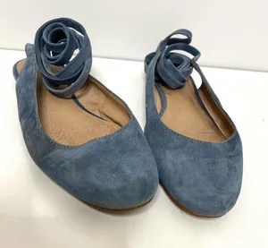 Madewell April Ankle Wrap Blue Suede Ballet Flats thumbnail 2