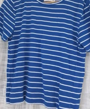 Abercrombie & Fitch Blue & White Striped Crewneck T-shirt thumbnail 3
