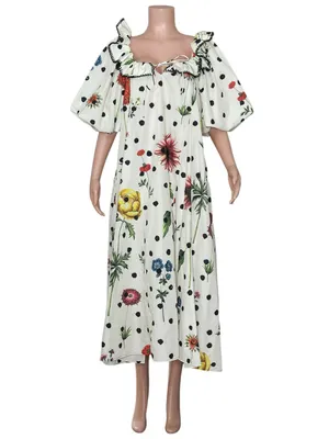 NEW ZOCO. Good Luck Puff Sleeve Dress, Polka Dot Floral, Large thumbnail 3