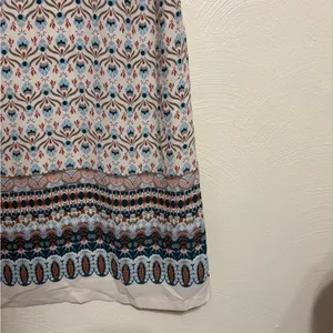 Vibe Boho Border Print Shift Dress Women’s Medium Short Sleeve Lined thumbnail 6