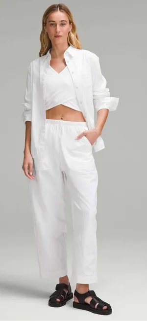 Lululemon Lightweight Mid-Rise Barrel-Leg Cropped Pant Color White thumbnail 1