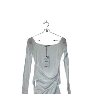 Zara Women‎ Top Semi Sheer Layered Boatneck Long Sleeve White Cotton Small NWT thumbnail 4