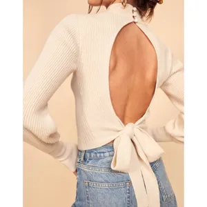 Reformation Osteria Open Back Sweater white Cashmere Size S thumbnail 2