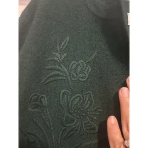 Women's Open Knit Long Cardigan Sweater Embroidered Size Medium Dark Green Wool thumbnail 4