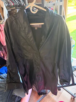 Wilsons Leather Black Button-Front Leather Blazer Coat Med thumbnail 1