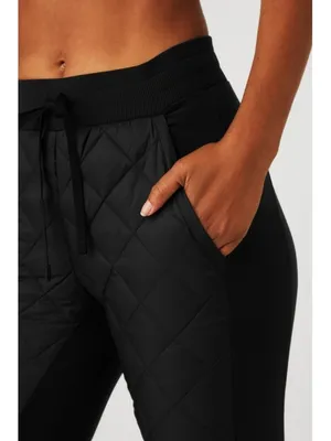 Alo Winter Warm High-Waist Moto Puffer Pant Black Brushed Hi-Rise Quilted Jogger thumbnail 3
