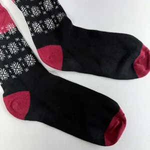Women's red snowflake stretch‎ knit tall crew socks accessories casual one size thumbnail 3