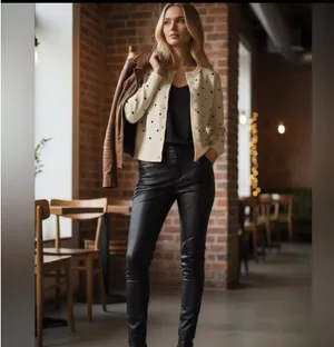 Maeve Cream Cardigan with Black Polka Dots thumbnail 2