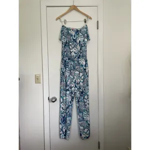 Lilly Pulitzer Ailsie Strapless Jumpsuit Romper Blue Keep On Trunkin Size Small thumbnail 3