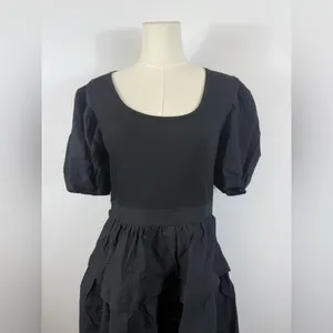 New! Ulla Johnson Tilda Mixed Media‎ Minidress in Black Sz Medium $390 thumbnail 6
