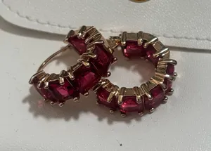 Pink and gold tone earrings thumbnail 1