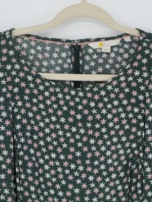 Boden Hyacinth Dress 8R Green Scattered Stars 3/4 Flutter Sleeve 100% Viscose thumbnail 3