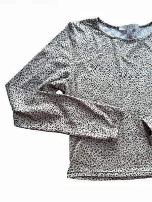Gaze Women’s XS Leopard Print Long Sleeve Crewneck Crop Top Beige Black Animal thumbnail 4